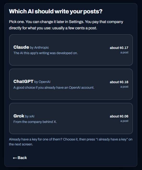 Choosing which AI writes your posts
